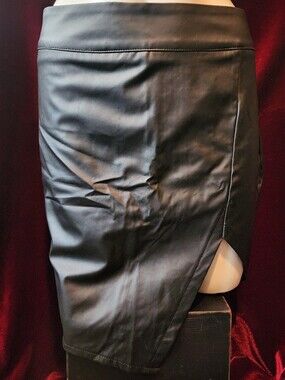 Choies Black Gothic Faux Leather Mini Skirt with Side Slit